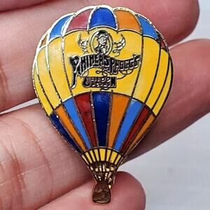 Phineas Phogg Hot Air Balloon Cloisonne Vtg Brooch Pin Enamel 1"
